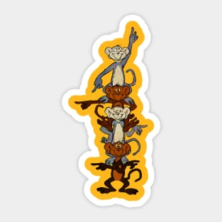 Totem Pole Monkeys Sticker